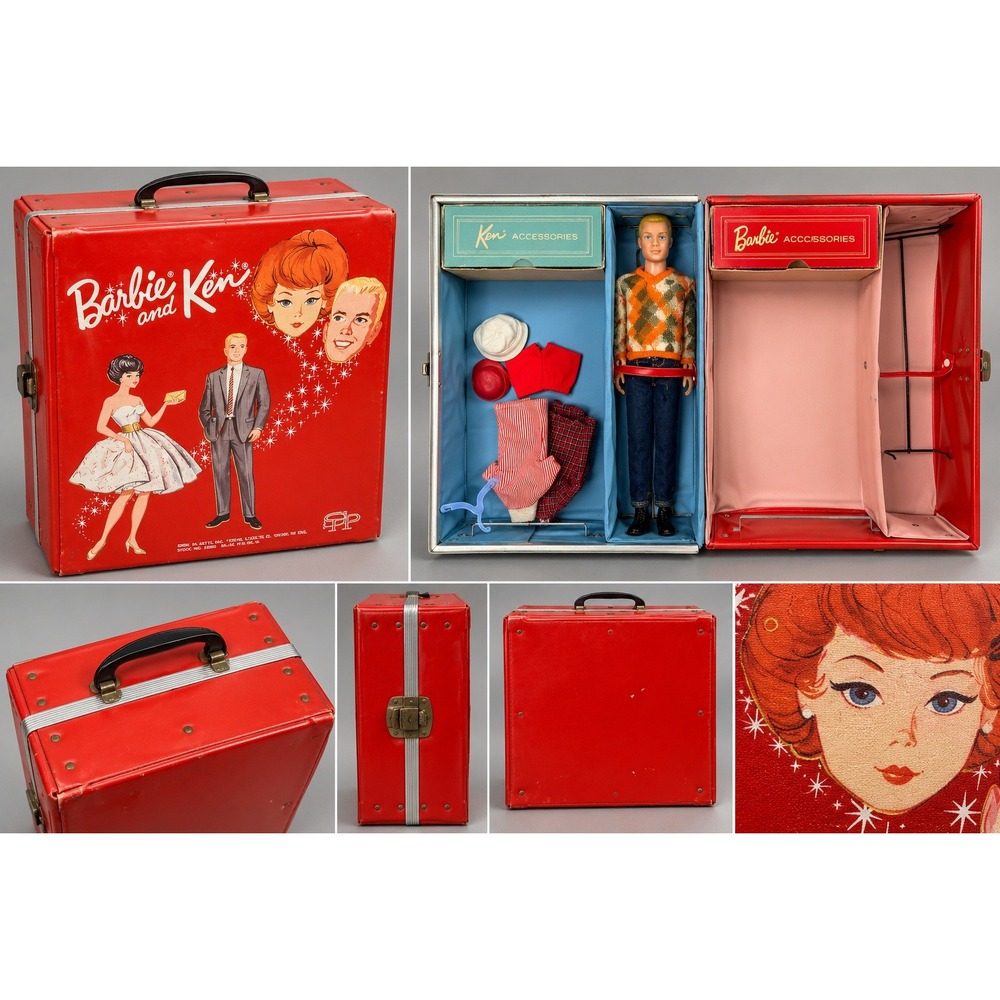 Vintage 1963 Mattel Barbie Ken Red Doll Case Ken Doll Clothes Accessories